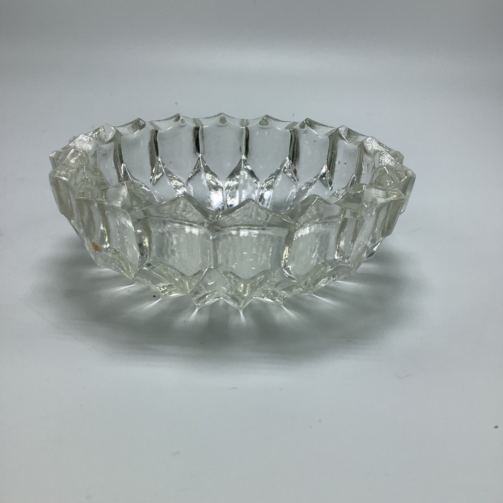 Vintage 5" Crystal Clear Heavy Cut Glass Ashtray Pipe Rest‎ Mid Century Retro